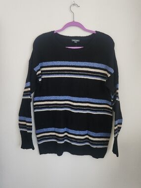 Wild Fable Black Knit Sweater with Green Label Detail